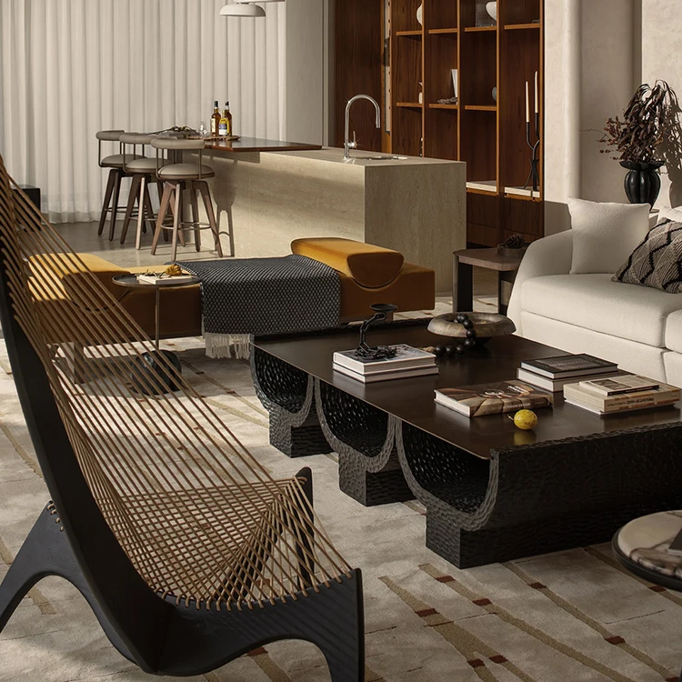 Modern Living Room Design Set Factory One Stop Furniture Sectional Velent Could Sofa Bed Chair Coffee Table - 图片 2