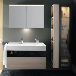 Hotel Vanity Villa High-End Light Luxury Large Wall-Mounted Bathroom Vanity Cabinet with Bath Mirrors Solid Wood Carcase Marble