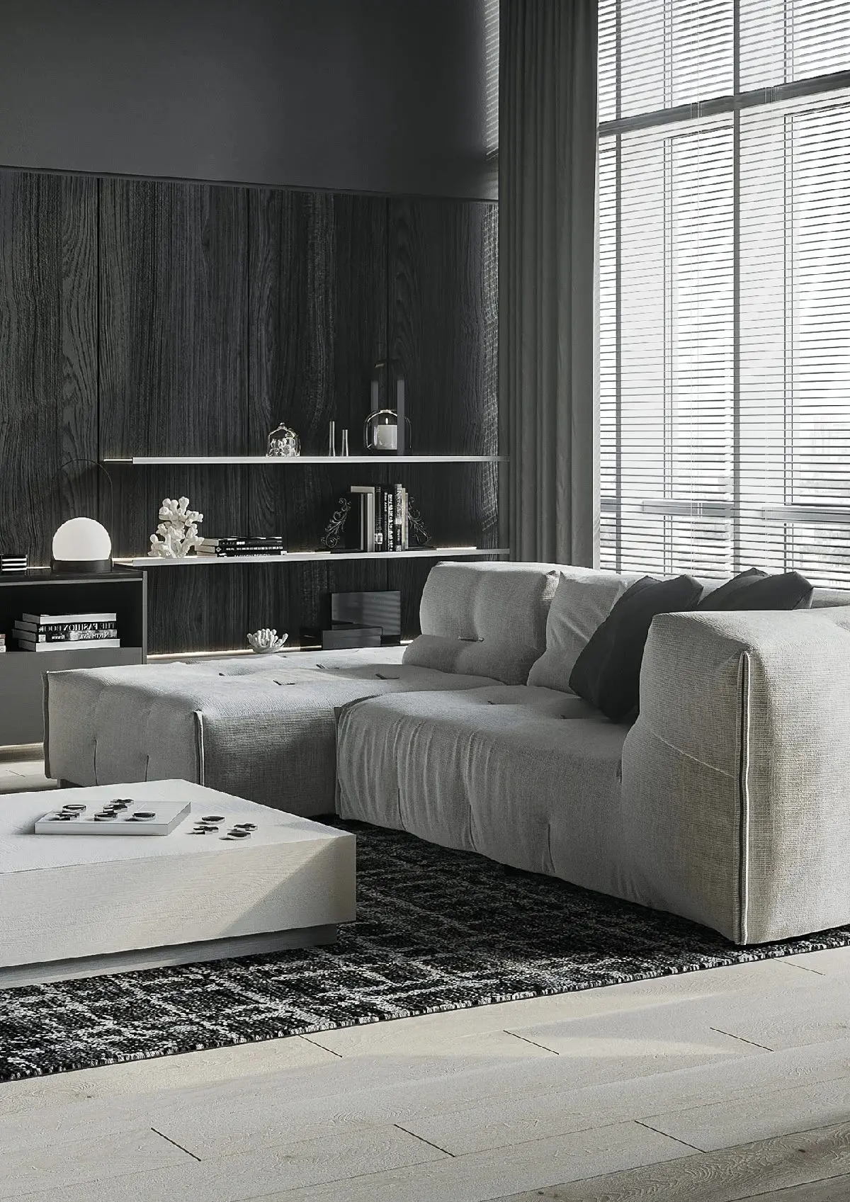 Apartment Customizable Dark Tones TV Stand Living Room Hotel TV Unit Cabinet Dark Color Palette Villa Modern Minimalism Style - 图片 5