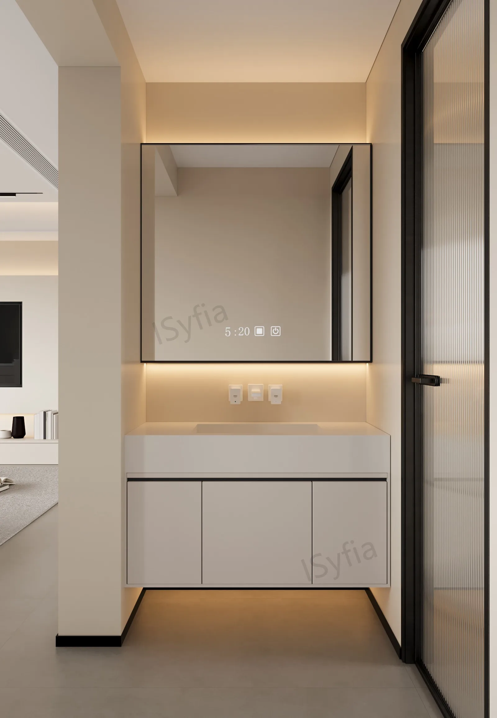 Hotel Vanity Villa High-End Light Luxury Large Wall-Mounted Bathroom Vanity Cabinet with Bath Mirrors Solid Wood Carcase Marble - 图片 4