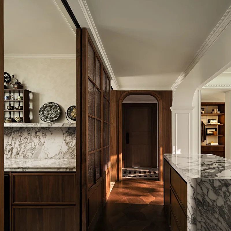 Modern Style MDF Upper Cabinet with Drawers Living Room Partition Wall Storage Furniture Villa Apartment 3D Interior Design - 图片 2