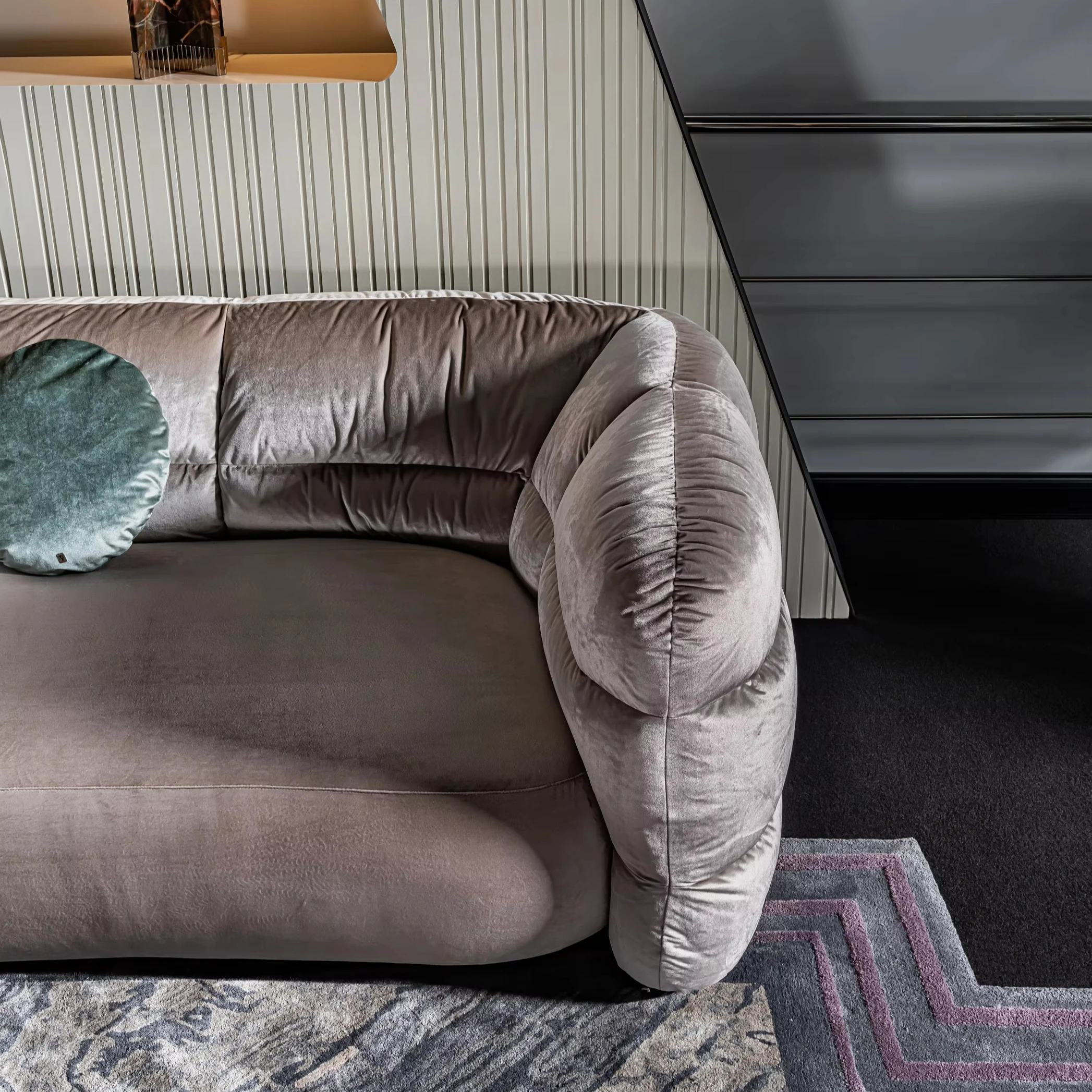 Nordic Style Three-Seater Chesterfield Sofa Deep Blue Velvet Designer Island Sofas for Home Luxury for Hotels - 图片 2