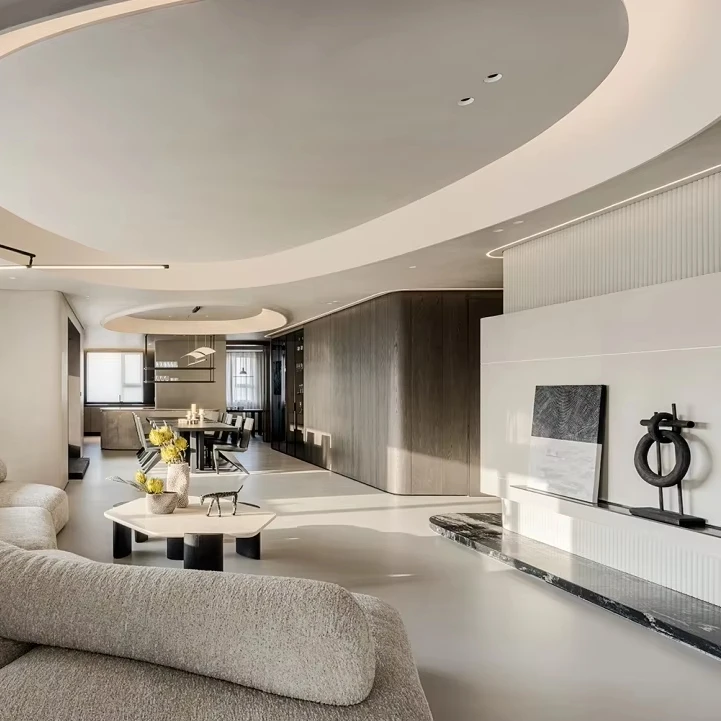 Apartment Villa Design Kitchen Cabinet Design Interior Design of High-Volume Villas Sofa Wine Cabinet Living Room