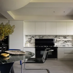 Luxury Stainless Steel Kitchen Cabinets with Complete Solid Wood Hardware Accessories for Home Use