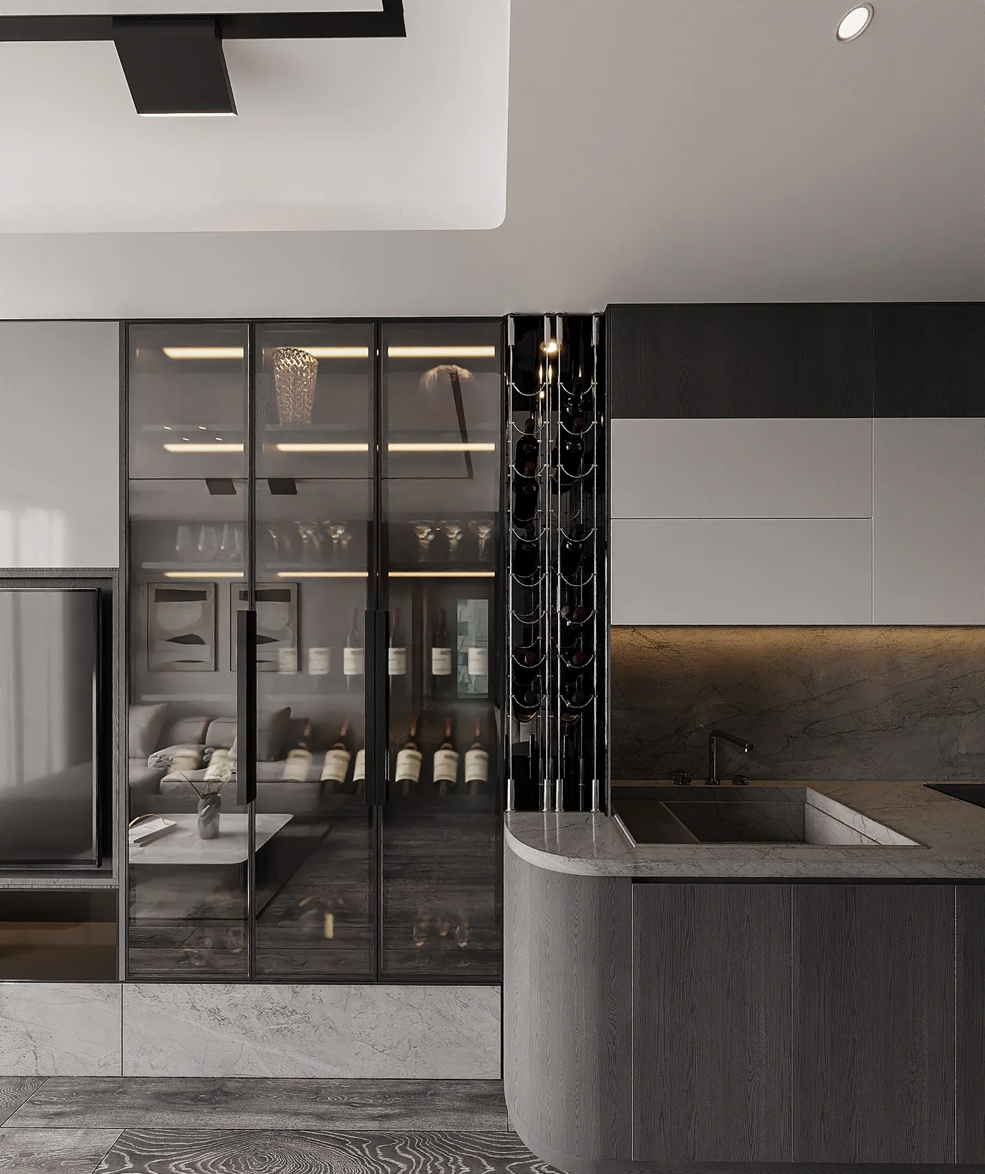 Apartment Villa Design Kitchen Cabinet Design Interior Design of High-Volume Villas Sofa Wine Cabinet Living Room - 图片 14