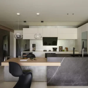 Modern Custom Kitchen Furniture Set 3D Interior Design Home Furniture Melamine Board Cabinets MDF Sink Base for Apartment