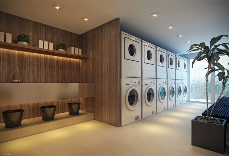 Villa Laundry Room Built-in Washing Machine Apartment Laundry Cabinet with Drawer Custom Storage Cabinet Laundry Room with Sink - 图片 5