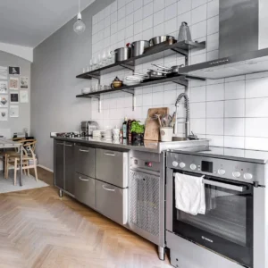 Durable Customized Solid Stainless Steel Countertop Storage Modular Kitchen Cabinet Kitchen Cabinet for Restaurant B&B Hotel