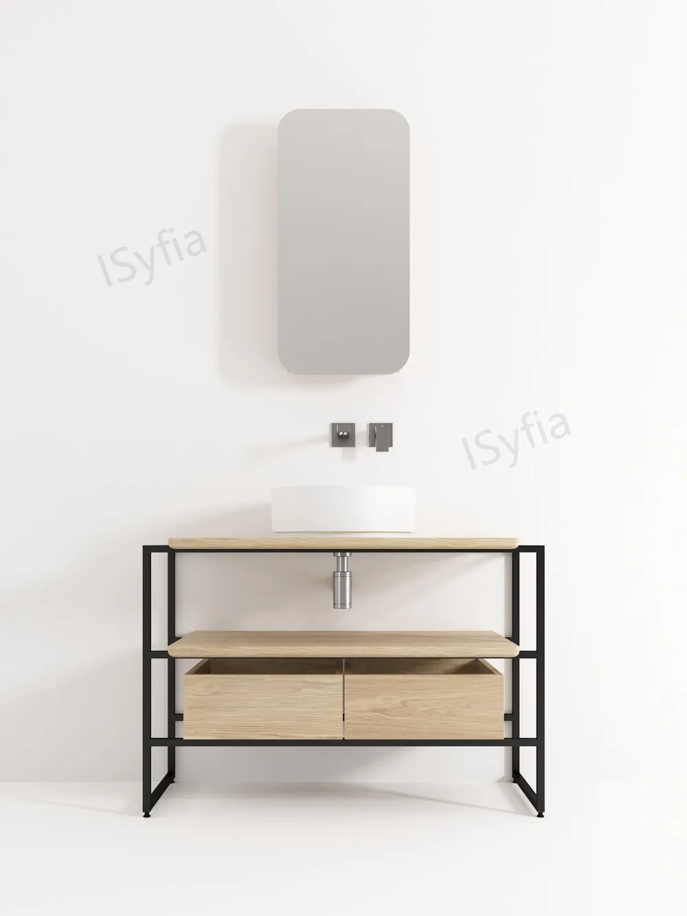 Hotel Vanity Villa High-End Light Luxury Large Wall-Mounted Bathroom Vanity Cabinet with Bath Mirrors Solid Wood Carcase Marble - 图片 6