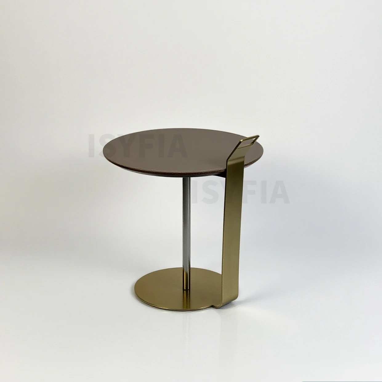 Modern Style Round Coffee Table with Panel Leather Carbon Steel Metal Leg Decorative for Living Room or Hotel Use - 图片 2