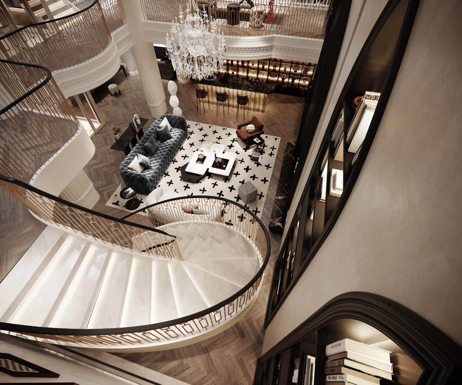 Custom Classic Office Bookcase Study Room Open Bookshelf High-ceiling Bookcase Office Desk Household Desk Villa Office Furniture - 图片 5