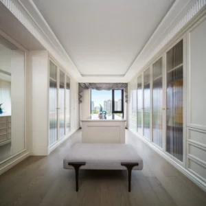 Minimalist White Wood Wardrobe Convertible Extendable for Bedroom Use for Apartment Hall Warehouse Villa