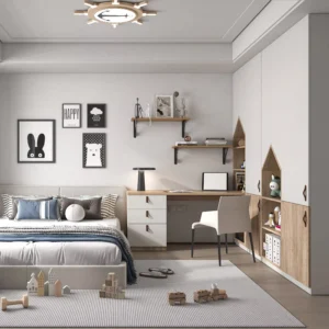 Simple Customized Children's Wardrobe Storage Cabinet High Quality Modern Bedroom Furniture MDF Door Panel Wood Style for Home