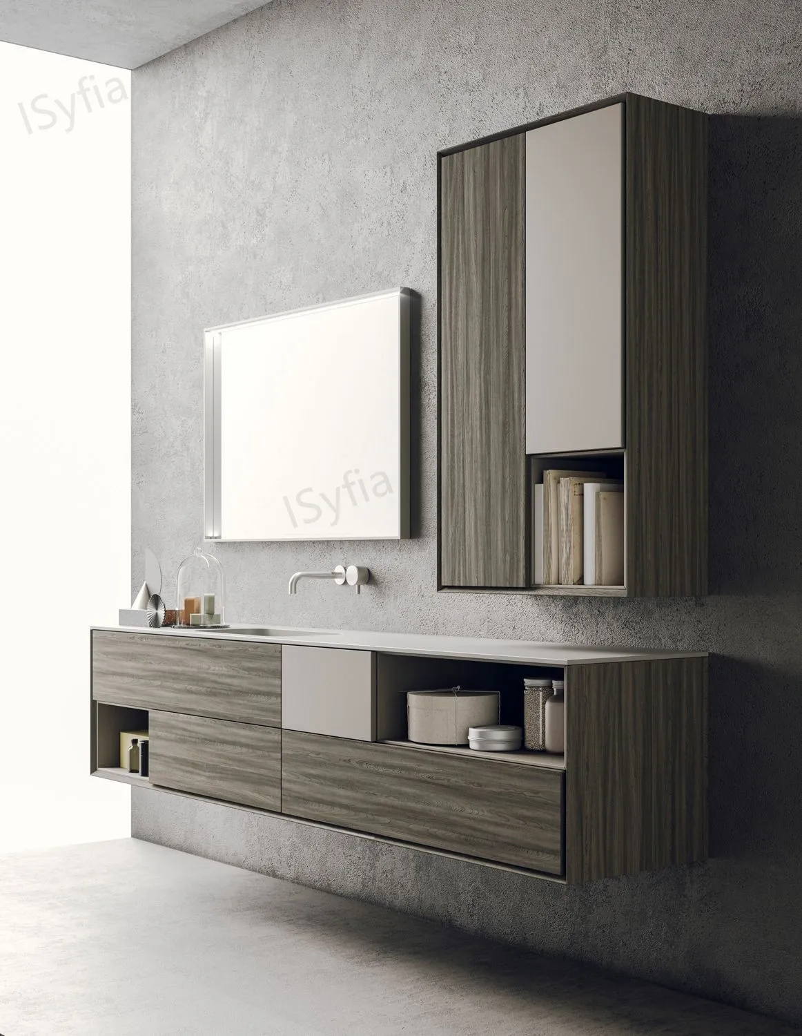 Hotel Vanity Villa High-End Light Luxury Large Wall-Mounted Bathroom Vanity Cabinet with Bath Mirrors Solid Wood Carcase Marble - 图片 8