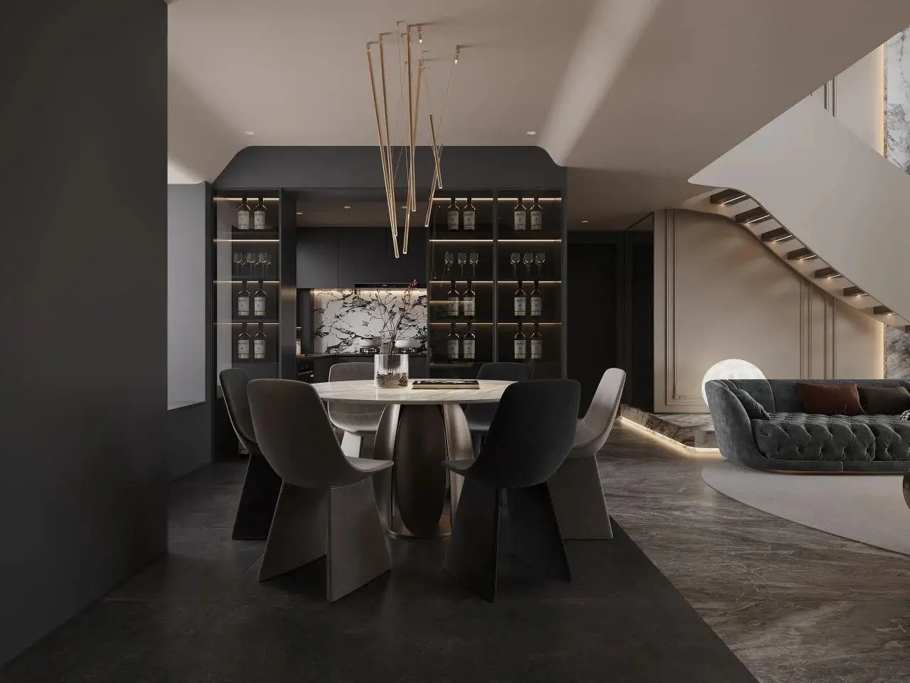 Kitchen Cabinets Dark Minimalist Style and Modern Style Customized Cabinetry One-Stop Turnkey Service Laundry Room Dining Room - 图片 13