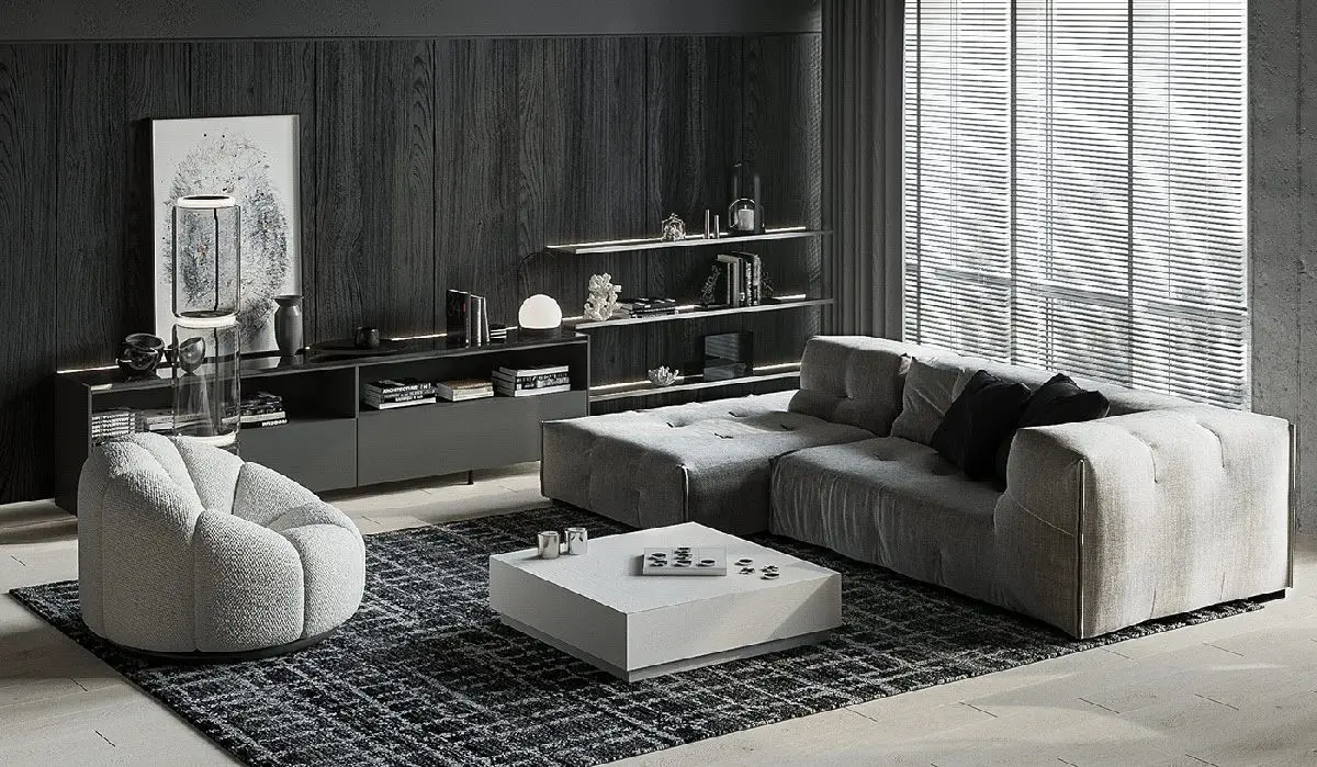 Apartment Customizable Dark Tones TV Stand Living Room Hotel TV Unit Cabinet Dark Color Palette Villa Modern Minimalism Style - 图片 9