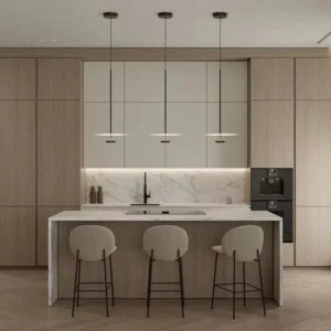 Modern Minimalism Villa Kitchen Cabinet Apartment Modular Cabinets  Natural Wood Tone Kitchen Cabinets Original Wood Color