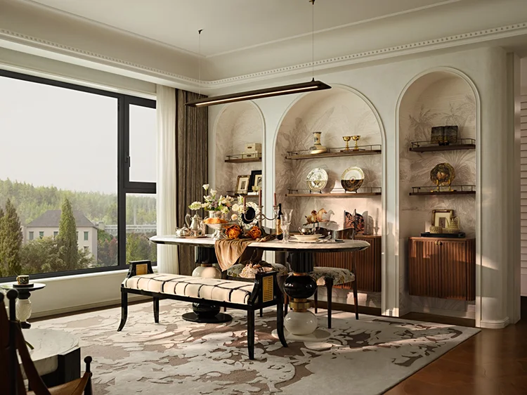 Modern Style MDF Upper Cabinet with Drawers Living Room Partition Wall Storage Furniture Villa Apartment 3D Interior Design - 图片 11