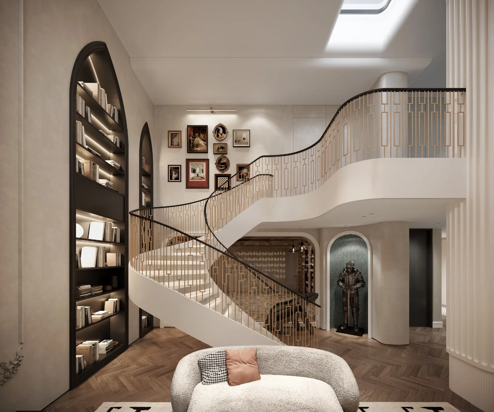 Custom Classic Office Bookcase Study Room Open Bookshelf High-ceiling Bookcase Office Desk Household Desk Villa Office Furniture - 图片 2