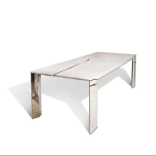 Modern 6-Piece Dining Set with Table Chairs Tablecloth Sintered Stone Travertine Marble Material for Stylish Dinning Room - 图片 5