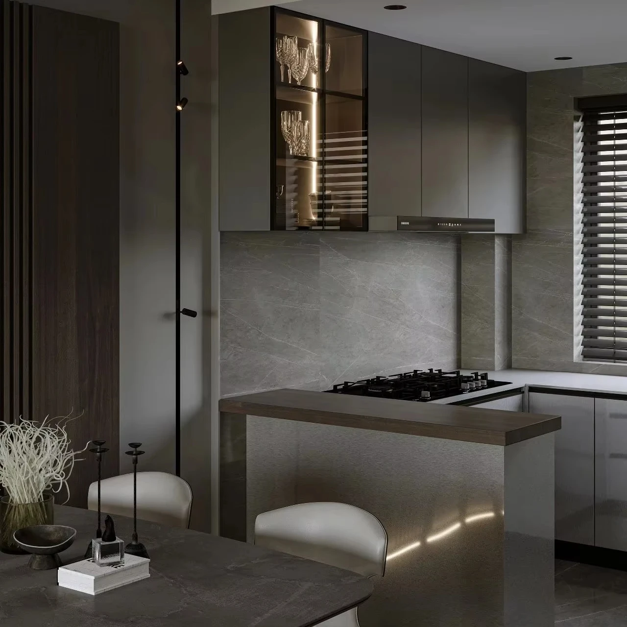 Apartment Villa Design Kitchen Cabinet Design Interior Design of High-Volume Villas Sofa Wine Cabinet Living Room