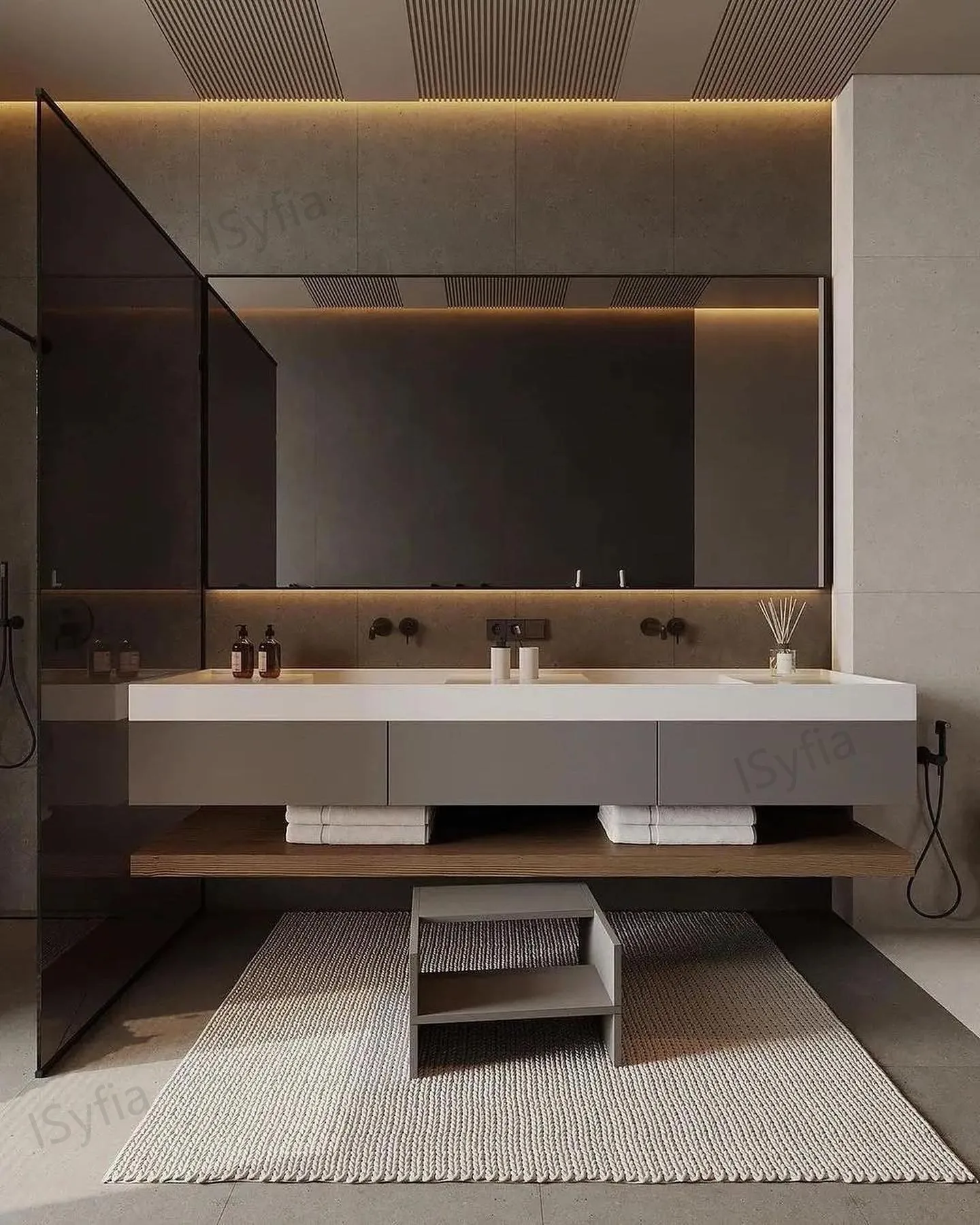 Hotel Vanity Villa High-End Light Luxury Large Wall-Mounted Bathroom Vanity Cabinet with Bath Mirrors Solid Wood Carcase Marble - 图片 4