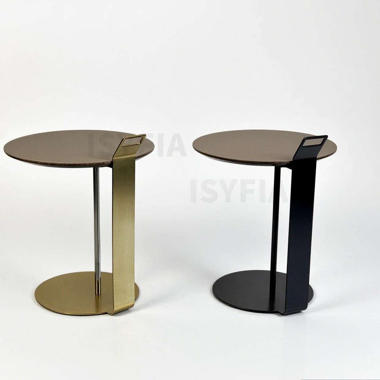Modern Style Round Coffee Table with Panel Leather Carbon Steel Metal Leg Decorative for Living Room or Hotel Use - 图片 6