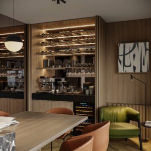 Apartment Villa Design Kitchen Cabinet Design Interior Design of High-Volume Villas Sofa Wine Cabinet  Living Room