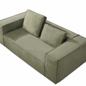 Flat sofa compressed into a tofu-like block.